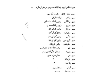 اسامی اروپایی‎هایی که سال 1307 در تهران مقام رسمی داشتند