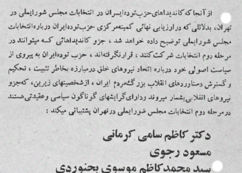 حمایت حزب توده از مسعود رجوی